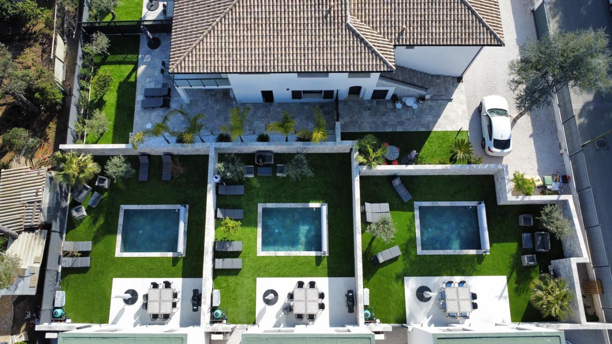 Etoile Du Berger Saint Aygulf 3 Villas Et 4 Appartements Jardin Individuel Et Piscine Chauffee En Saison - La Mer Et Les Plages 450 M Exteriör bild
